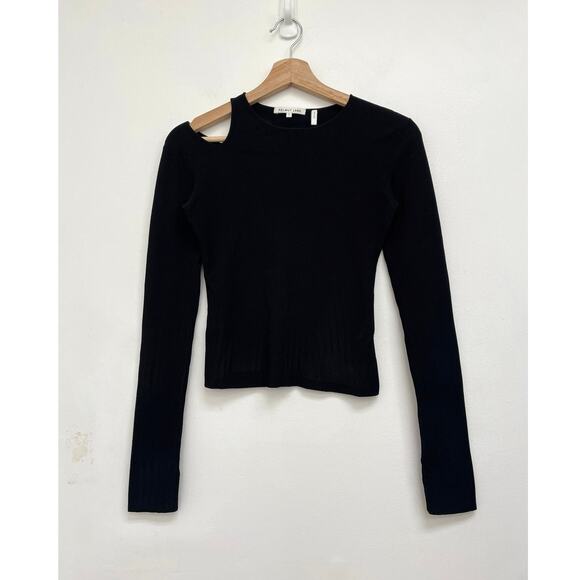 Helmut Lang Slash Asymmetric Cut Out Ribbed Knit Cropped Long Sleeve Tee Small - Picture 11 of 11